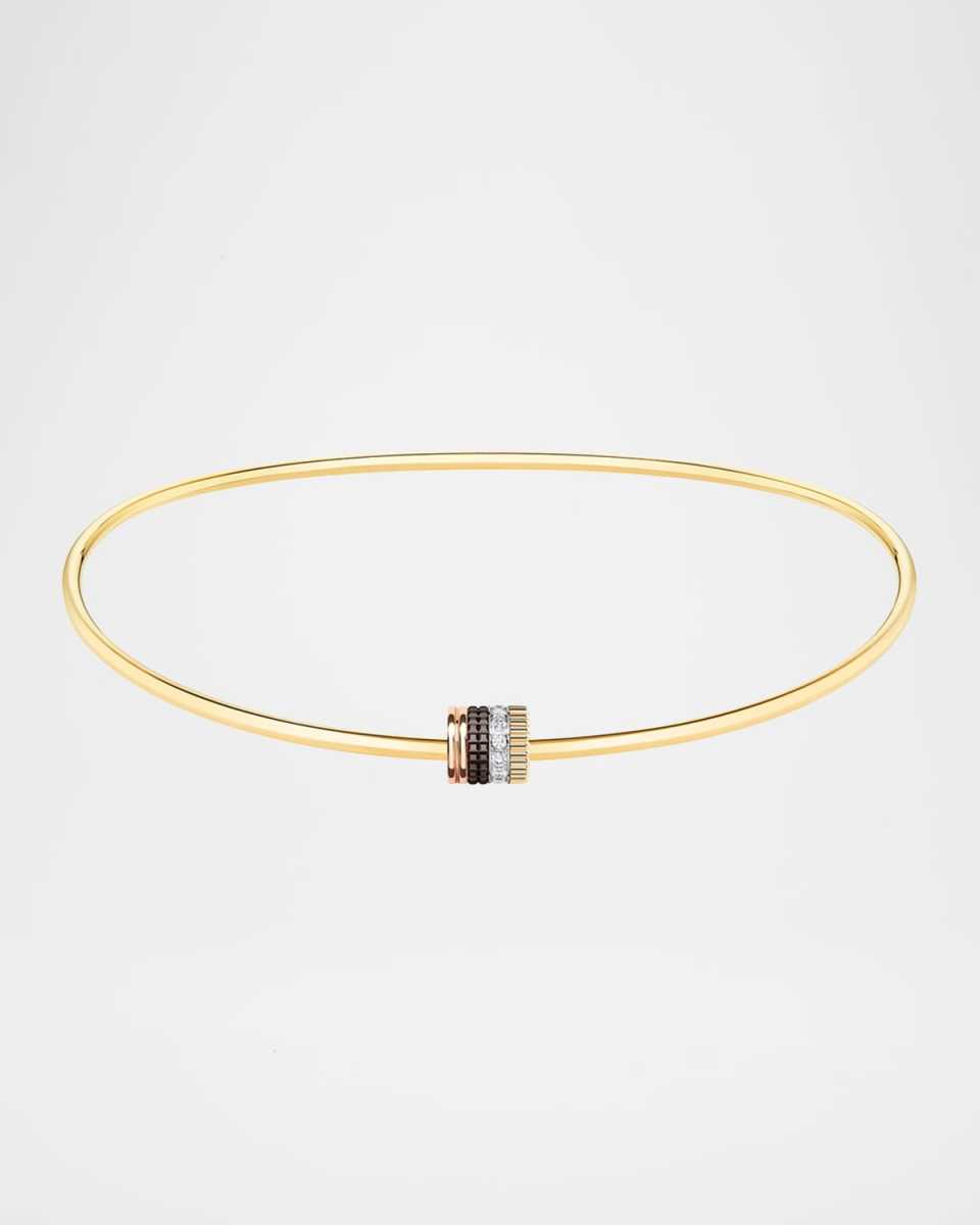 Quatre Classique 18K Tricolor Gold Short Necklace with Diamonds and Brown PVD